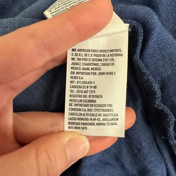 American‎ Eagle Oversized Gauze Button-Up Shirt Women’s Large Blue Cotton Modal - Picture 9 of 11